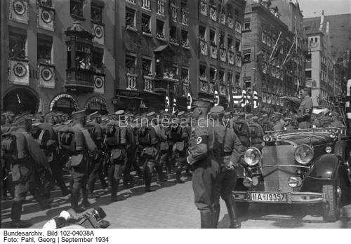 Adolf Hitler salutes the SA parade at the 1934 RPT